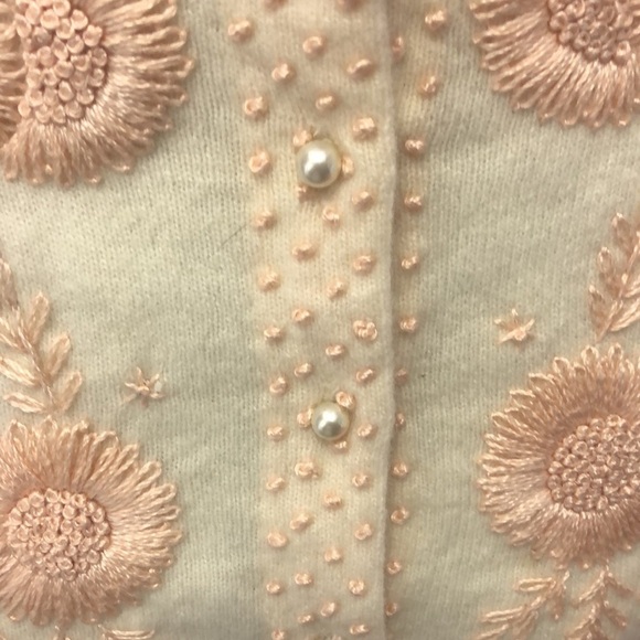 Charles & co white and orange floral pearl button up sweater size small - Picture 6 of 11